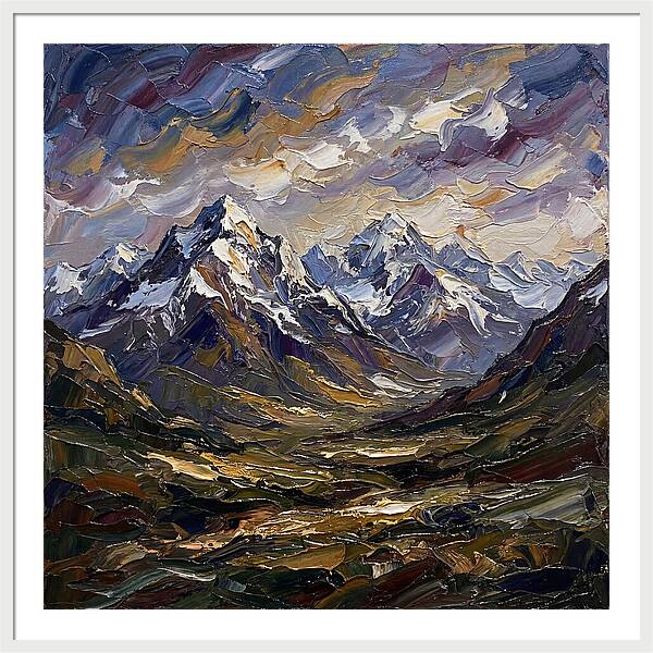 Snow Capped Mountains In Palette Knife