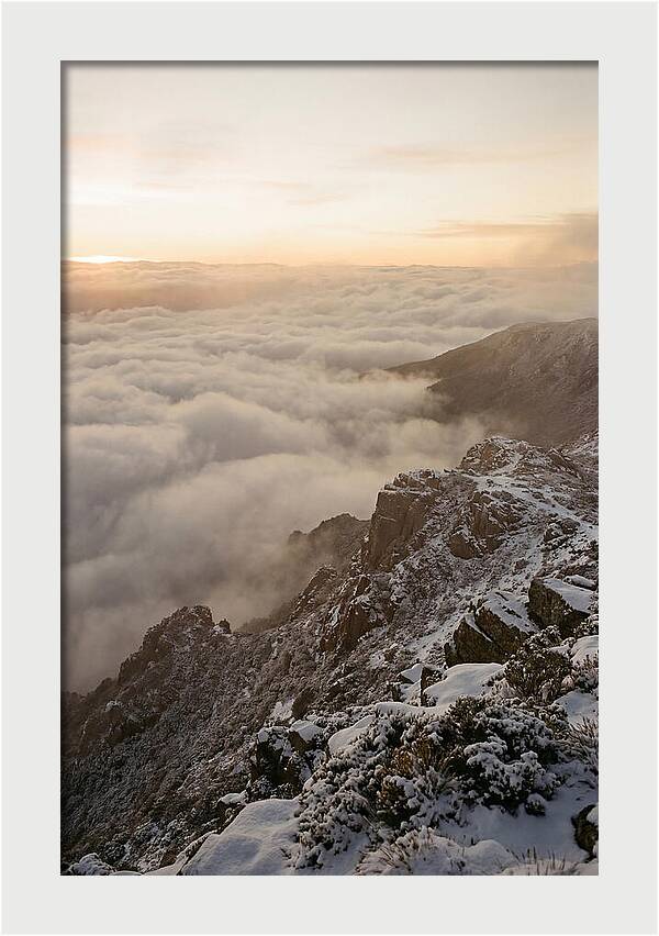 Snow Covered Ridge Line Above Sea Of Clouds