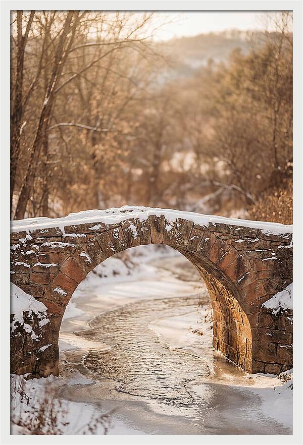 Snow Covered Stone Bridge