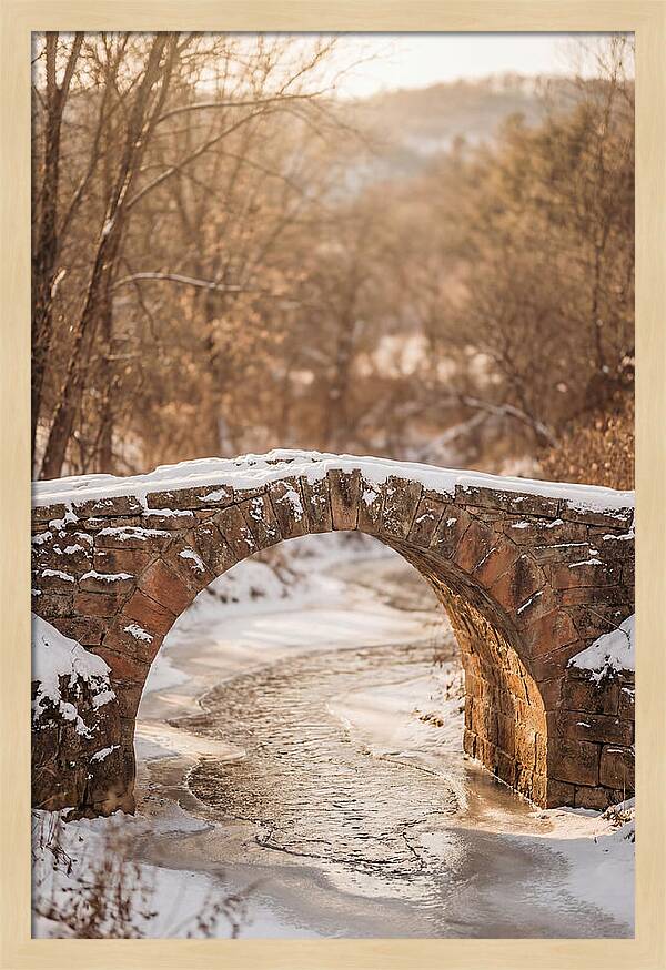 Snow Covered Stone Bridge