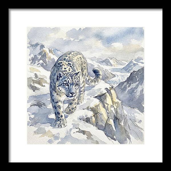 Snow Leopard In Majestic Mountains