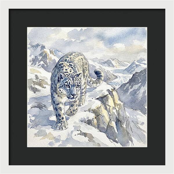 Snow Leopard In Majestic Mountains