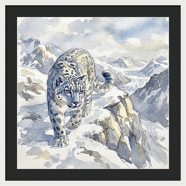 Snow Leopard In Majestic Mountains