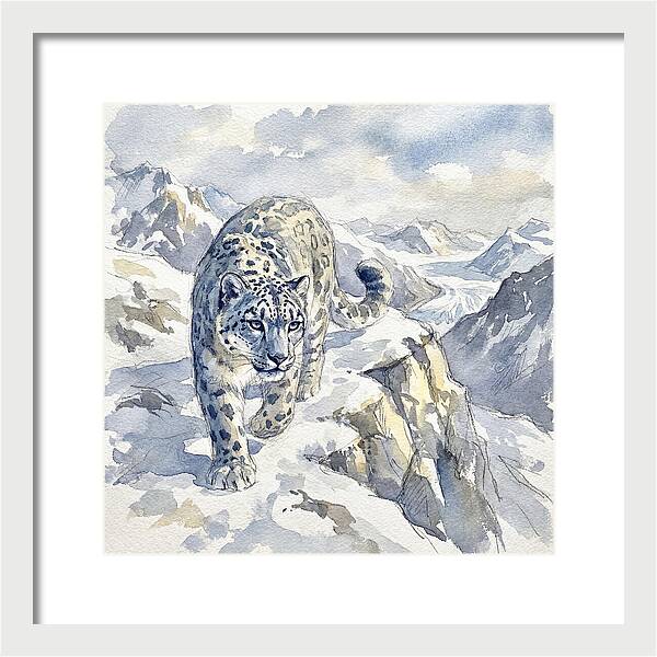 Snow Leopard In Majestic Mountains