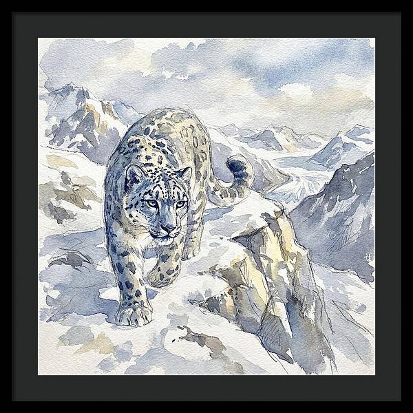 Snow Leopard In Majestic Mountains