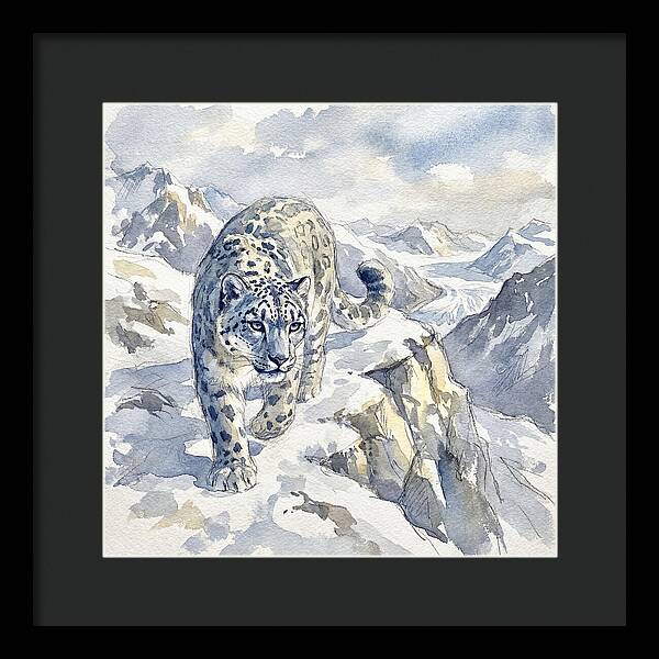 Snow Leopard In Majestic Mountains