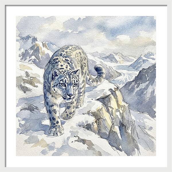 Snow Leopard In Majestic Mountains