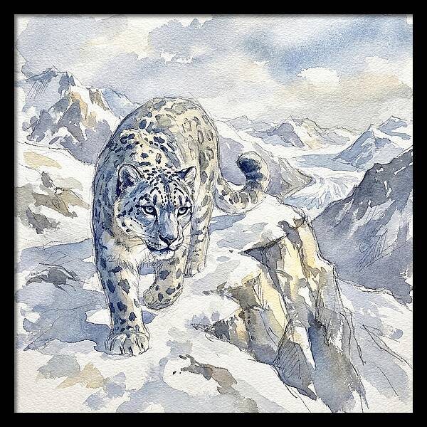 Snow Leopard In Majestic Mountains