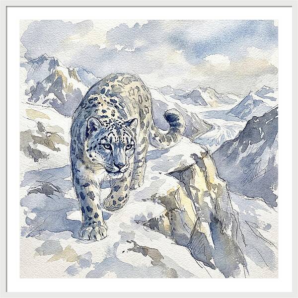 Snow Leopard In Majestic Mountains