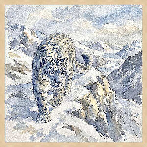 Snow Leopard In Majestic Mountains