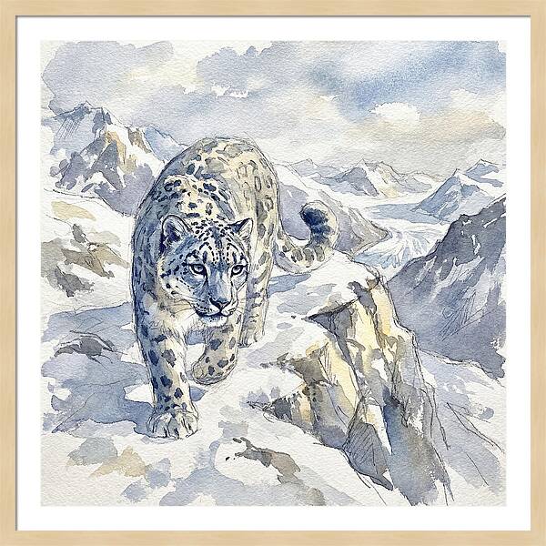 Snow Leopard In Majestic Mountains