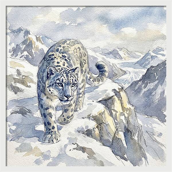 Snow Leopard In Majestic Mountains