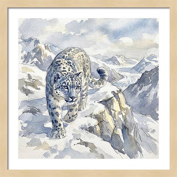 Snow Leopard In Majestic Mountains
