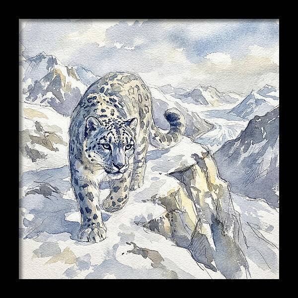 Snow Leopard In Majestic Mountains