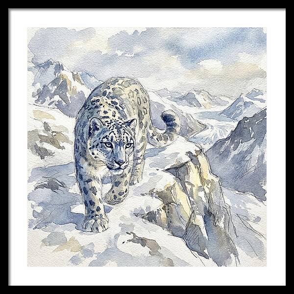 Snow Leopard In Majestic Mountains