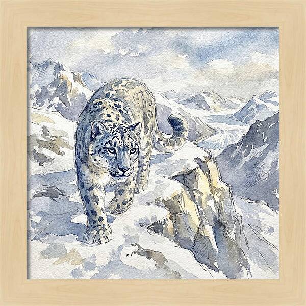Snow Leopard In Majestic Mountains