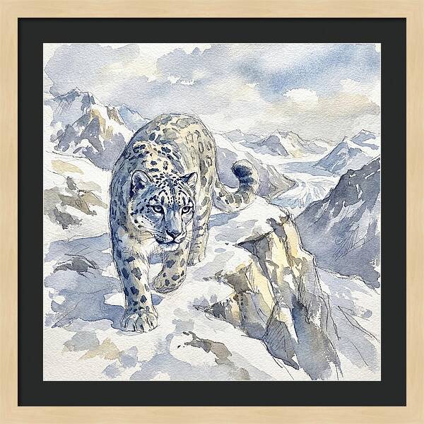 Snow Leopard In Majestic Mountains