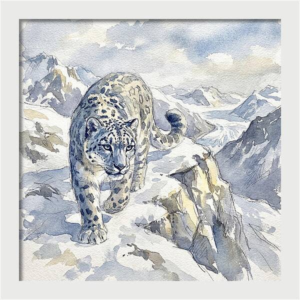 Snow Leopard In Majestic Mountains