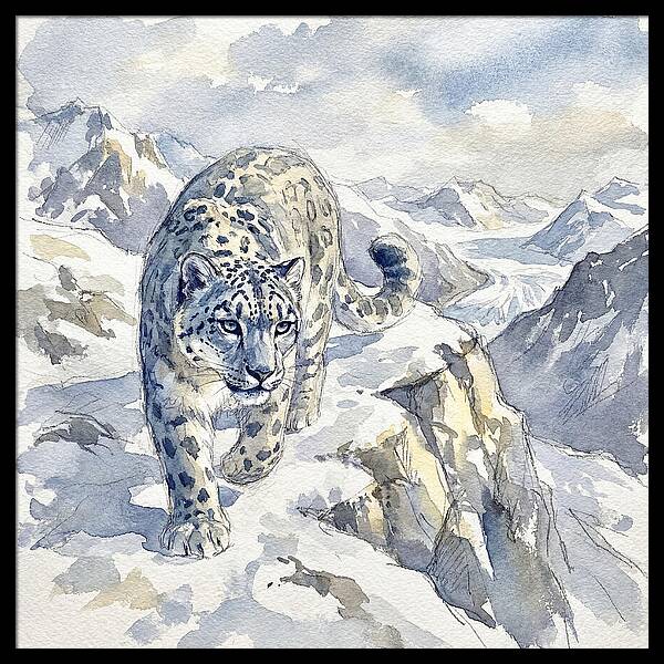 Snow Leopard In Majestic Mountains