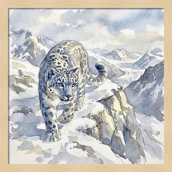 Snow Leopard In Majestic Mountains