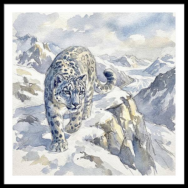 Snow Leopard In Majestic Mountains