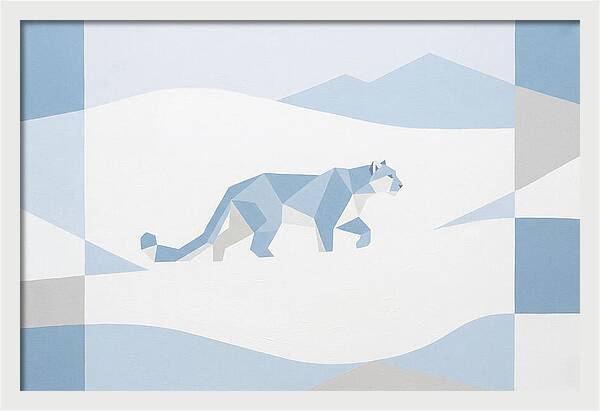 Snow Leopard In Minimalist Style