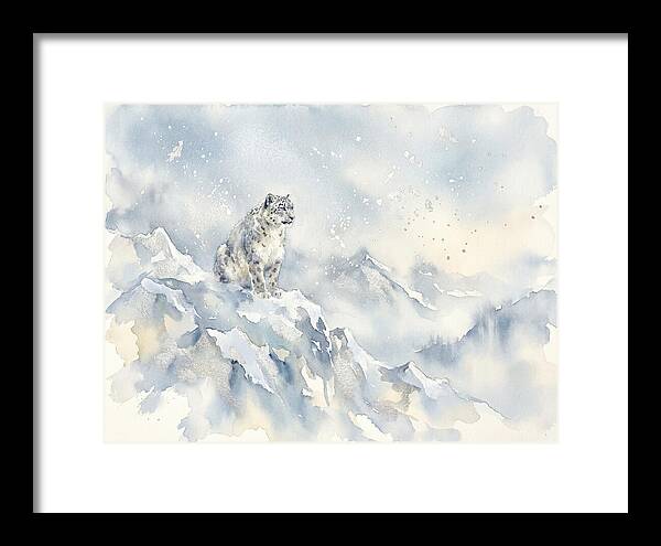 Snow Leopard In Serene Snowfall