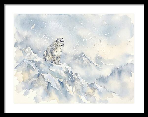 Snow Leopard In Serene Snowfall