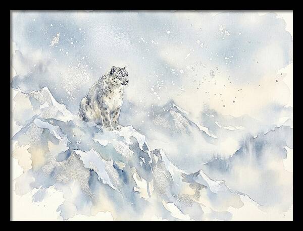 Snow Leopard In Serene Snowfall