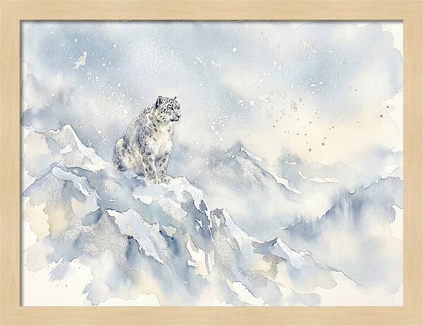 Snow Leopard In Serene Snowfall