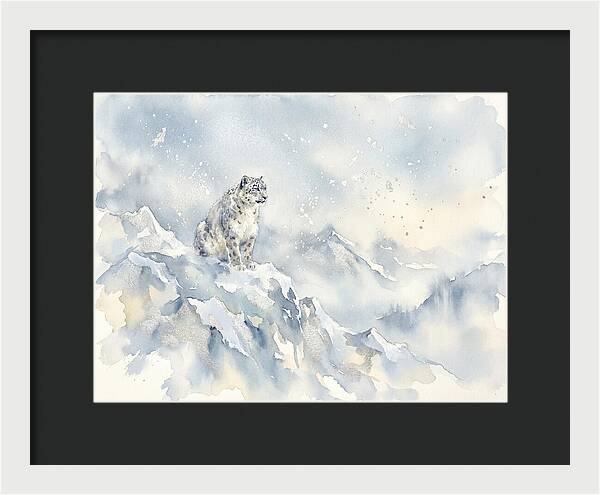 Snow Leopard In Serene Snowfall