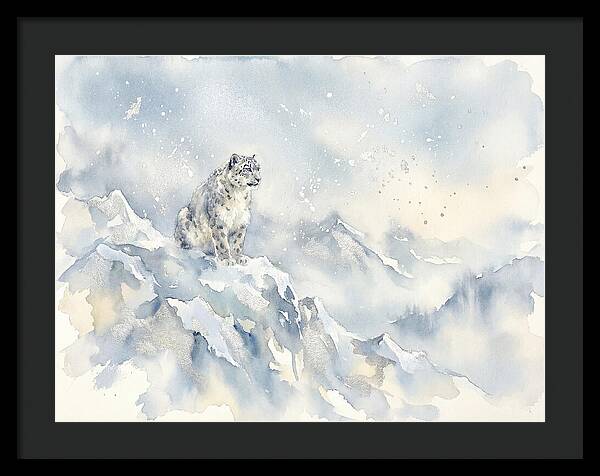 Snow Leopard In Serene Snowfall