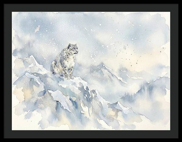 Snow Leopard In Serene Snowfall