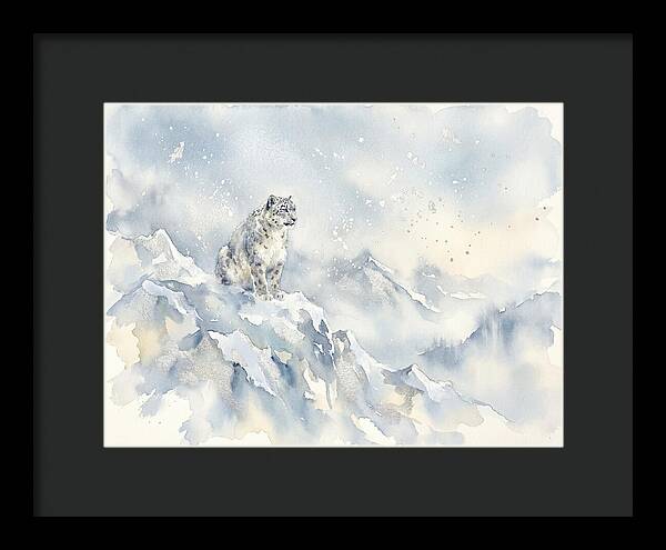 Snow Leopard In Serene Snowfall