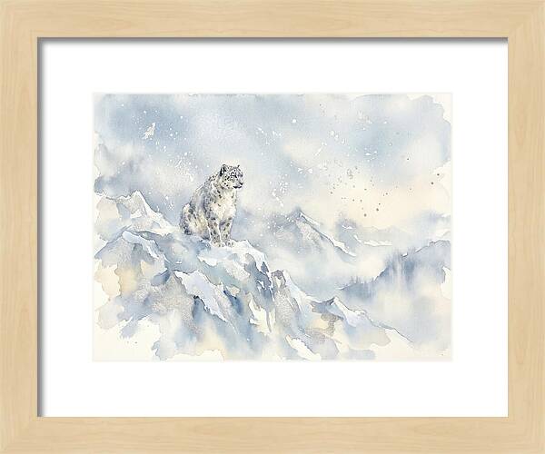 Snow Leopard In Serene Snowfall