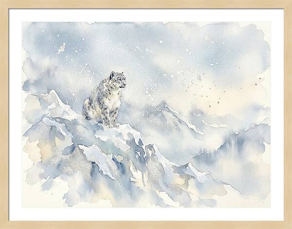 Snow Leopard In Serene Snowfall