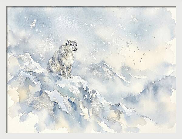 Snow Leopard In Serene Snowfall