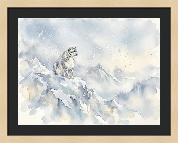 Snow Leopard In Serene Snowfall