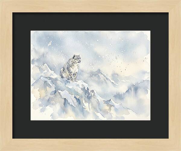 Snow Leopard In Serene Snowfall