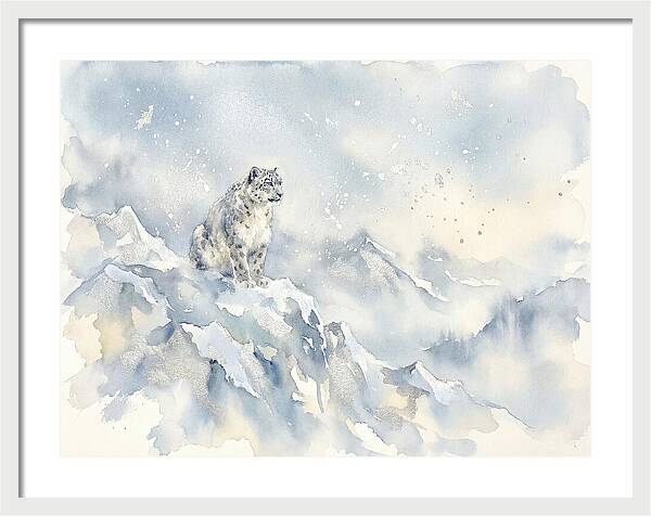 Snow Leopard In Serene Snowfall
