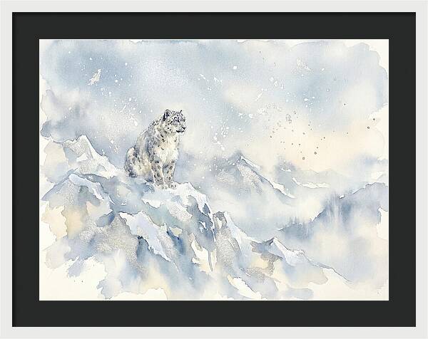 Snow Leopard In Serene Snowfall