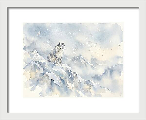 Snow Leopard In Serene Snowfall