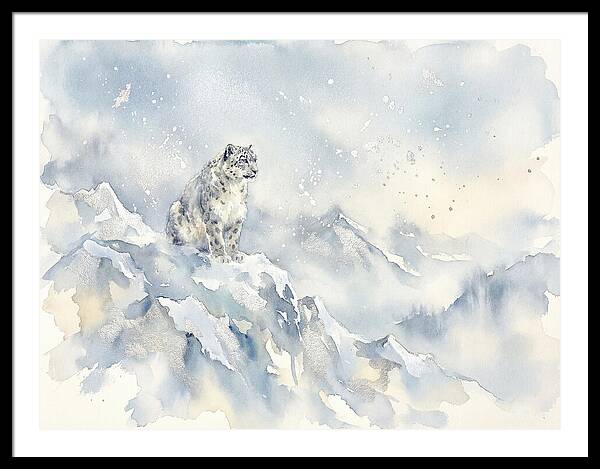 Snow Leopard In Serene Snowfall