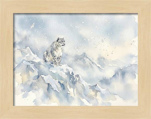 Snow Leopard In Serene Snowfall