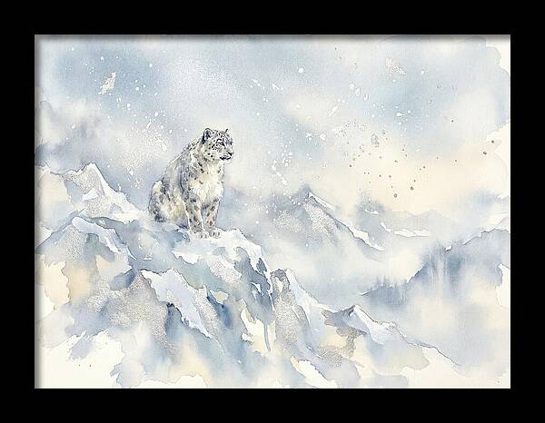 Snow Leopard In Serene Snowfall