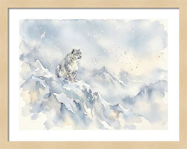 Snow Leopard In Serene Snowfall