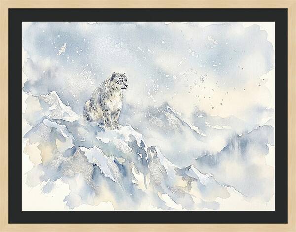 Snow Leopard In Serene Snowfall