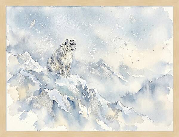 Snow Leopard In Serene Snowfall