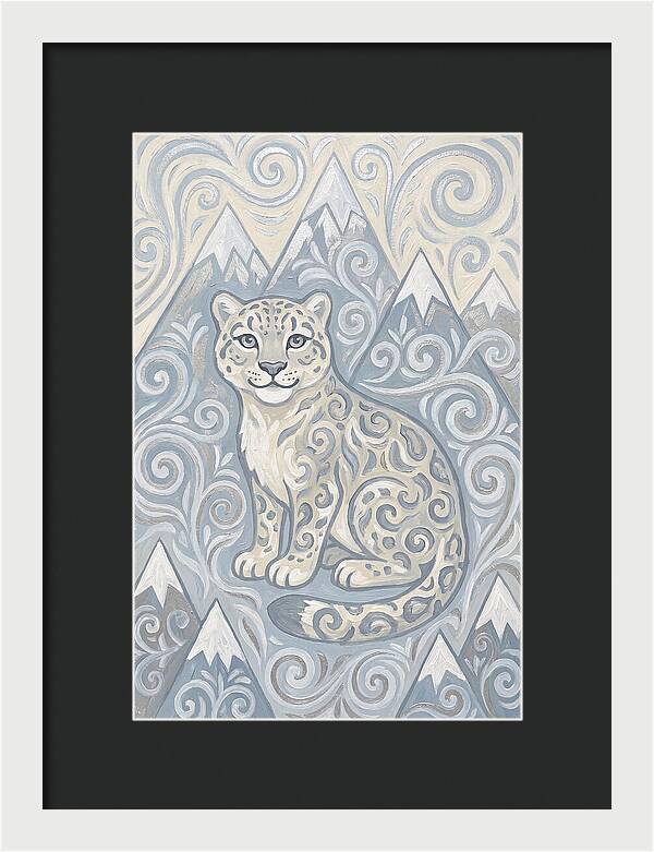 Snow Leopard In Swirling Patterns