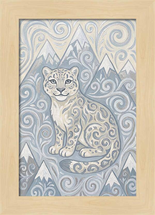 Snow Leopard In Swirling Patterns